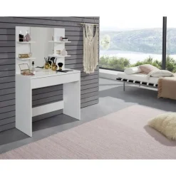Trendteam Make-uptafel Basix - 85 x 40 x 141 cm - 100% Melaminegecoat - Wit