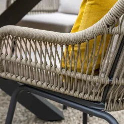 Triton dining fauteuil - carbon black - rope donker zand - desert sand