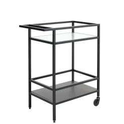 Trolley Zwart Metaal/Glas - 70x42x85cm - Bronco