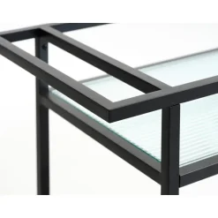 Trolley Zwart Metaal/Glas - 70x42x85cm - Bronco