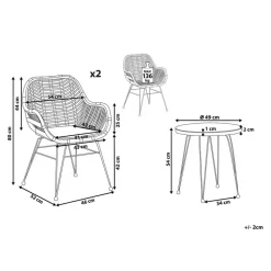 TROPEA II - Bistroset voor 2 - Natuurlijk - PE rotan