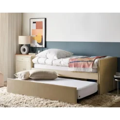 TROYES - Slaapbank - Beige - Fluweel