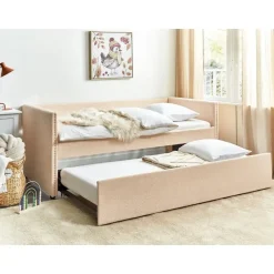 TROYES - Slaapbank - Perzik - 90 x 200 cm - Bouclé