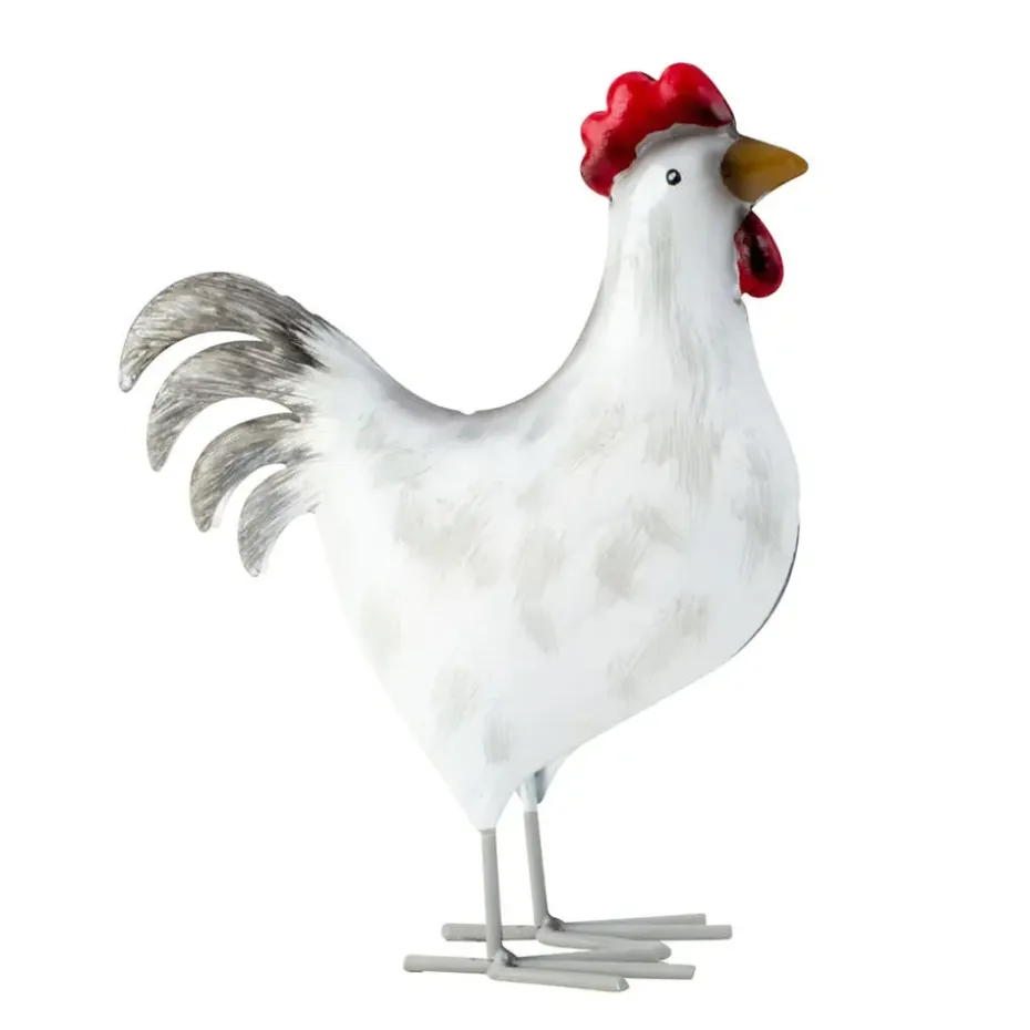 Tuin decoratie vogel beeldje - Kip - 20 x 21 cm - metaal