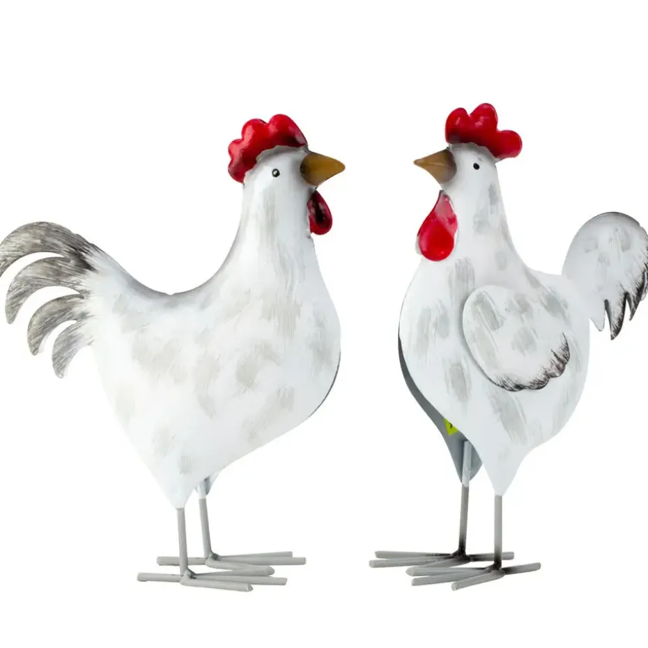 Tuin decoratie vogel beeldje - Kip - 20 x 21 cm - metaal