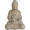 Tuinbeeld - Boeddha - goudkleurig - solar verlichting - 44 cm