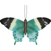Tuindecoratie muurvlinder - zwart / blauw - metaal - 44 cm