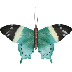 Tuindecoratie muurvlinder - zwart / blauw - metaal - 44 cm