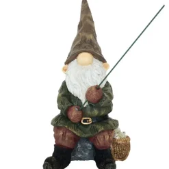 Tuinkabouter beeld - visser - tuindecoratie - 25 cm - polyresin