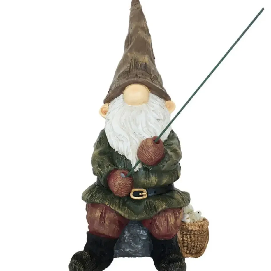 Tuinkabouter beeld - visser - tuindecoratie - 25 cm - polyresin