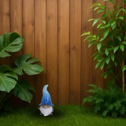 Tuinkabouter gnoom - blauwe muts - polystone - 23 cm