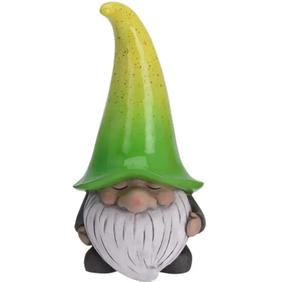 Tuinkabouter gnoom - groene muts - polystone - 23 cm