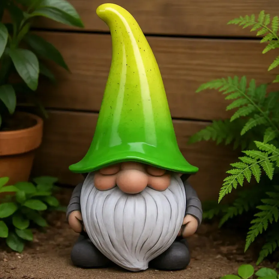 Tuinkabouter gnoom - groene muts - polystone - 23 cm