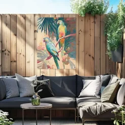Tuinposter Bird Party - 80 x 60cm - Groen