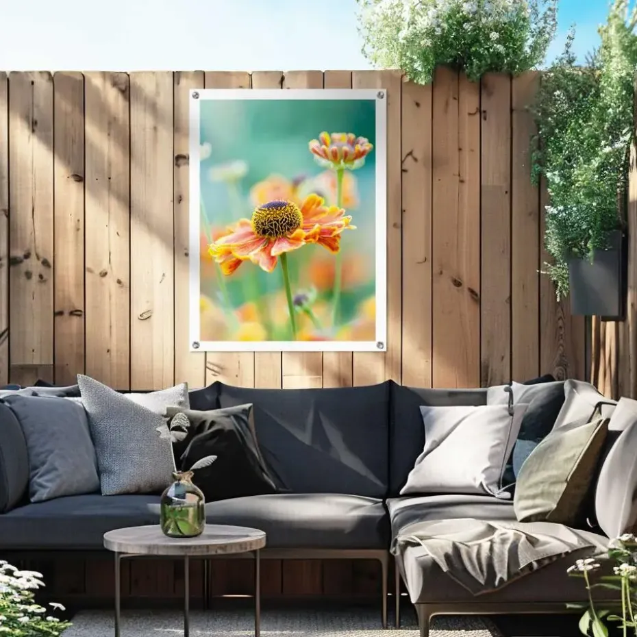 Tuinposter Bloem - 80 x 60cm - Oranje