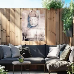 Tuinposter Boeddha - 80 x 60cm - Bruin