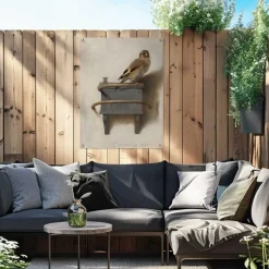 Tuinposter Carel Fabritius Het Puttertje - 80 x 60cm - Bruin