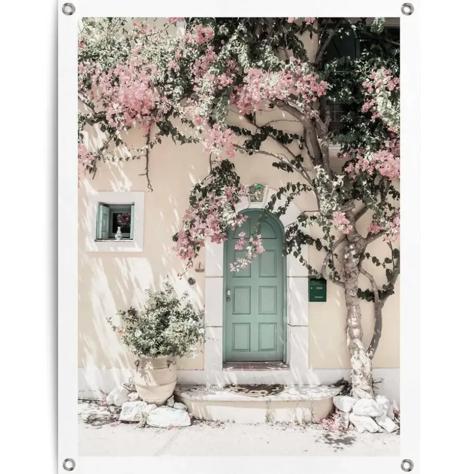 Tuinposter Deur in Griekenland - 80 x 60cm - Beige