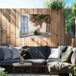 Tuinposter Greek Facade - 60 x 80cm - Roze