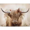 Tuinposter Highlander in bloemen - 60 x 80cm - Beige