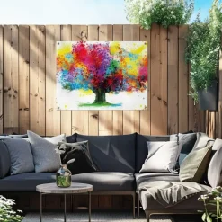 Tuinposter Kleurrijke boom - 60 x 80cm - Bont