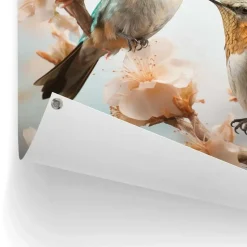 Tuinposter Spring Birds - 80 x 60cm - Blauw