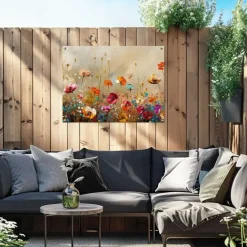 Tuinposter Summer Flowers - 60 x 80cm - Bont