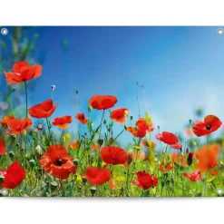 Tuinposter Zomerbloemen - 60 x 80cm - Rood