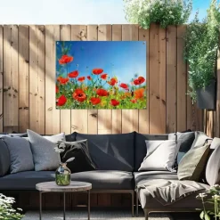 Tuinposter Zomerbloemen - 60 x 80cm - Rood