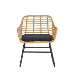 Tuinset van rotan en metaal in zwart