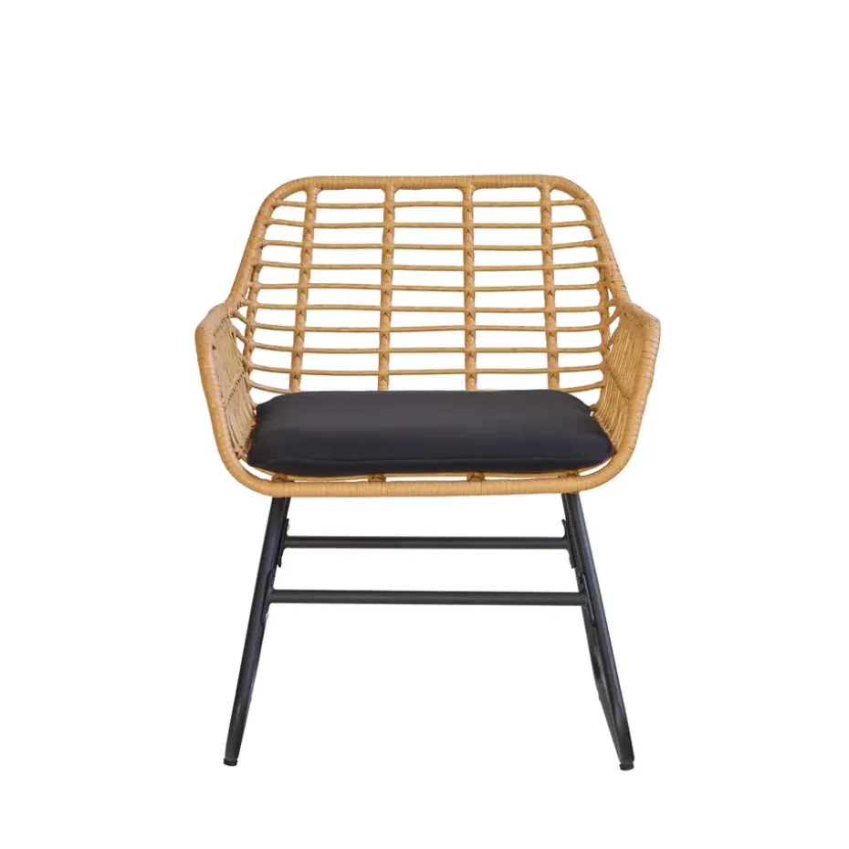 Tuinset van rotan en metaal in zwart