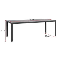 Tuintafel Savoie - aluminium/glas antraciet - 75x215x90 cm