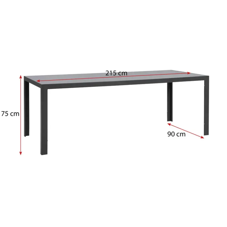 Tuintafel Savoie - aluminium/glas antraciet - 75x215x90 cm