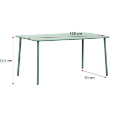 Tuintafel Vence - metaal lichtgroen - 72x150x90 cm