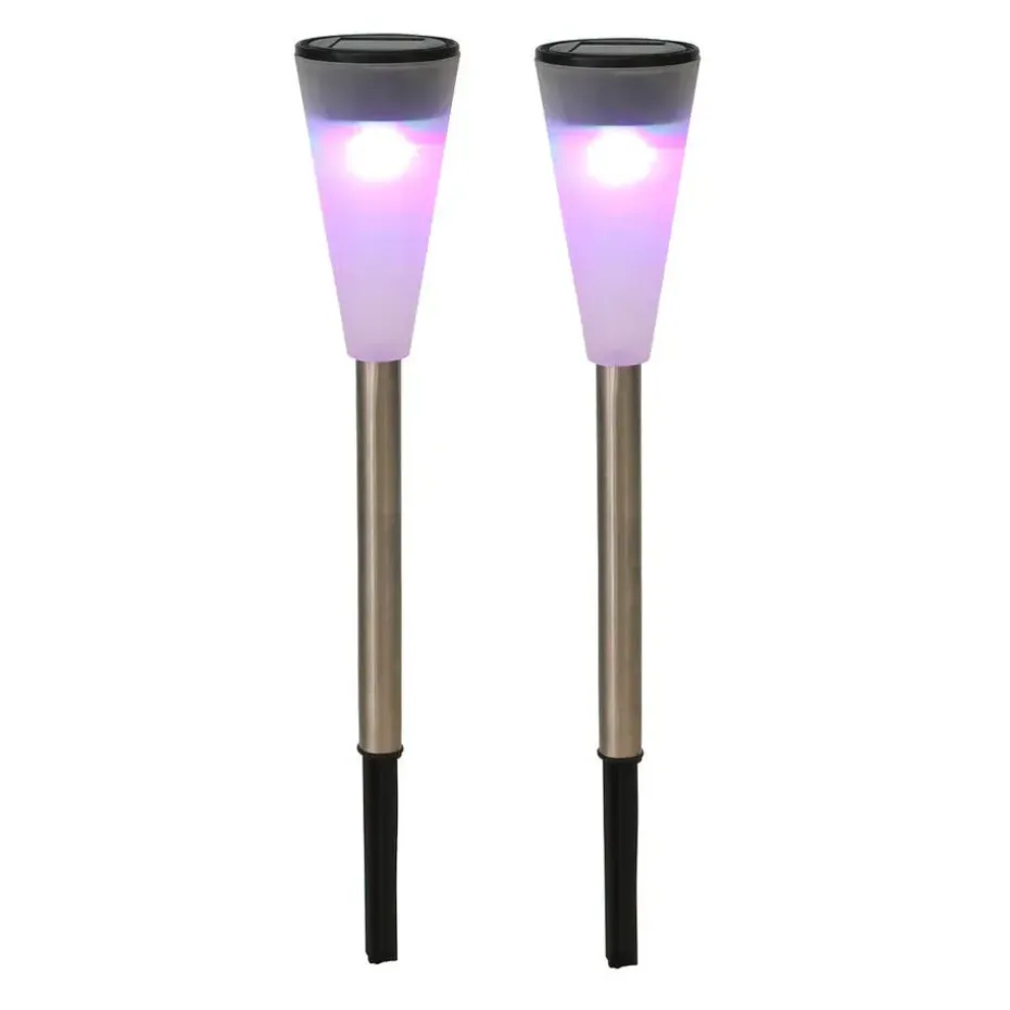 Tuinverlichting prikspot - LED - gekleurd - RVS - 36 cm