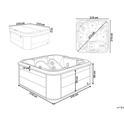 TULAROSA - Whirlpool buitenbad - Grijs - 210 x 210 cm - Acryl