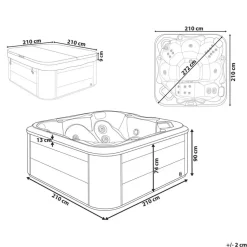 TULAROSA - Whirlpool buitenbad - Wit - 210 x 210 cm - Acryl