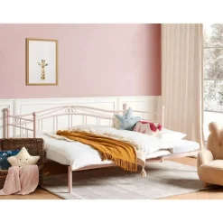 TULLE - Eenpersoonsbed - Roze - 90 x 200 cm - Metaal