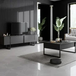 Tv-Meubel Luxe Melamine Antraciet Zwart