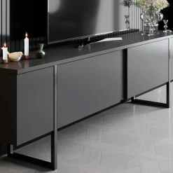 Tv-Meubel Luxe Melamine Antraciet Zwart