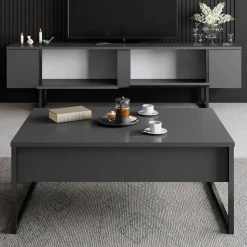 Tv-Meubel Luxe Melamine Antraciet Zwart