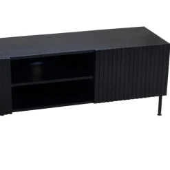 Tv-Meubel Mangohout Zwart - 200x40x50cm - 3-Deurs - Kast Roman