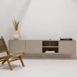 Tv-Meubel Taupe Mangohout - 3-Deurs - 200x30x40cm - Loiza