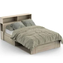 Tweepersoonsbed Maksim - 140x190/200cm - met opbergruimte - eikdecor