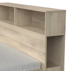 Tweepersoonsbed Maksim - 140x190/200cm - met opbergruimte - eikdecor