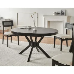 TYMIS - Eettafel - Zwart houtkleur - 110-130x110cm - MDF