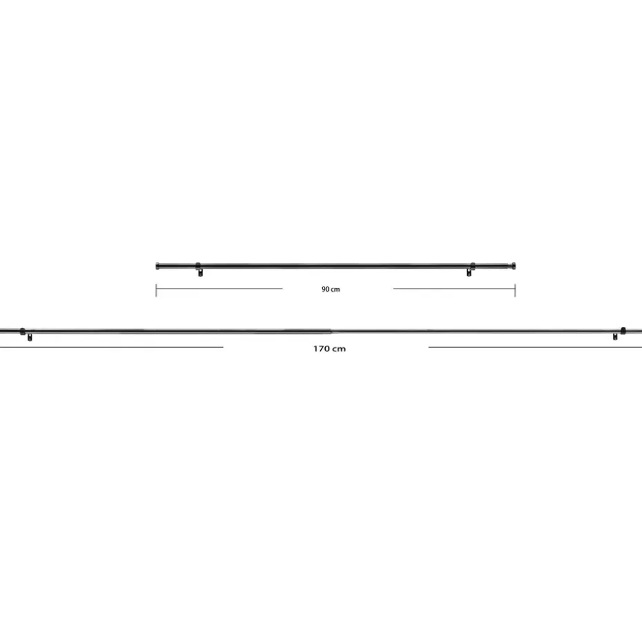 Uitschuifbare Gordijnroede - Aanpasbaar - Stang van 90-170 cm - Zwart