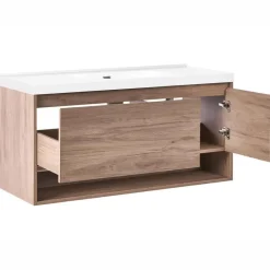 UMAYO - Wandgemonteerd meubel met wasbak - Lichtbruin - 120 cm - MDF