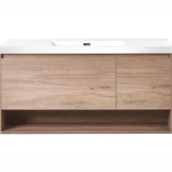 UMAYO - Wandgemonteerd meubel met wasbak - Lichtbruin - 120 cm - MDF