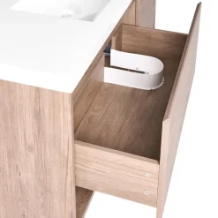 UMAYO - Wandgemonteerd meubel met wasbak - Lichtbruin - 120 cm - MDF